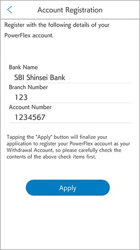 Registering Shinsei PowerFlex Bank Account